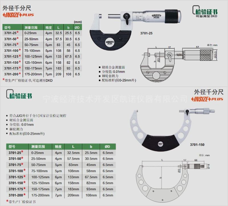正品原装外径千分尺系列